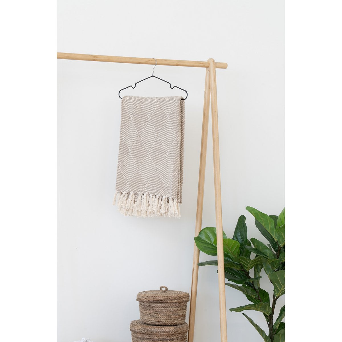 Bursa Plaid - Taupe/Beige, Cotton, Polyester, 130x180 cm