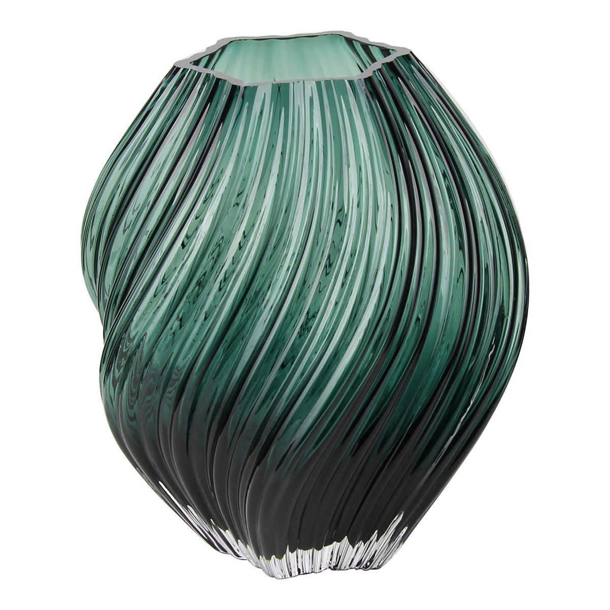 Vase, mouth blown glass, dark green, ø19x23 cm
