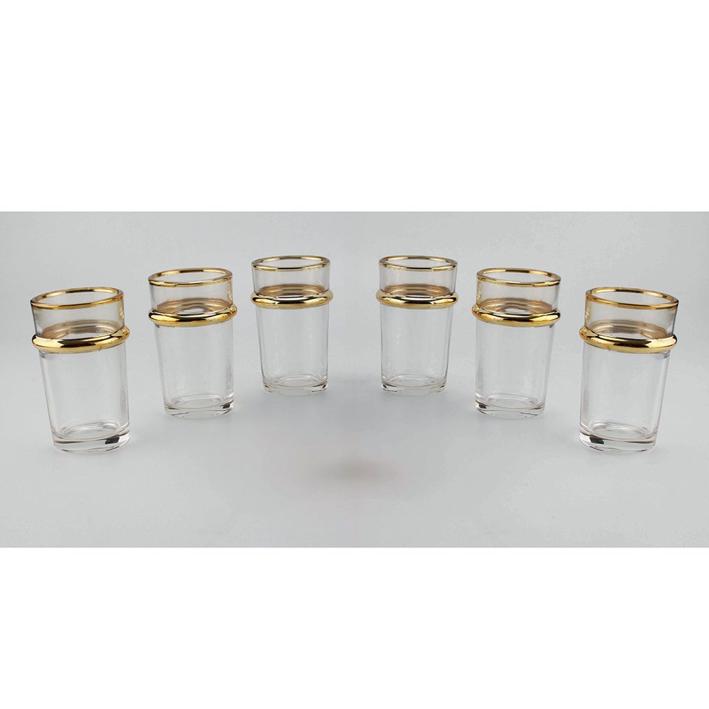 Glass gold edges tea cups 175ml - Lot of 6