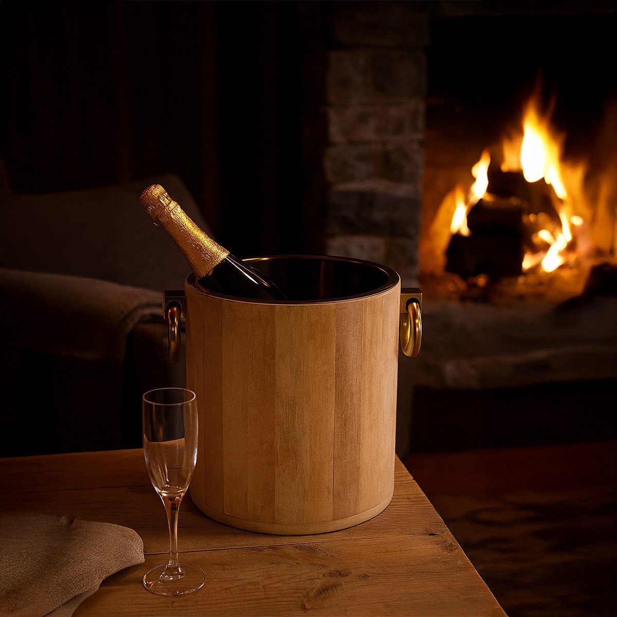 Champagne bucket in white gold metal gold 25x30x28cm
