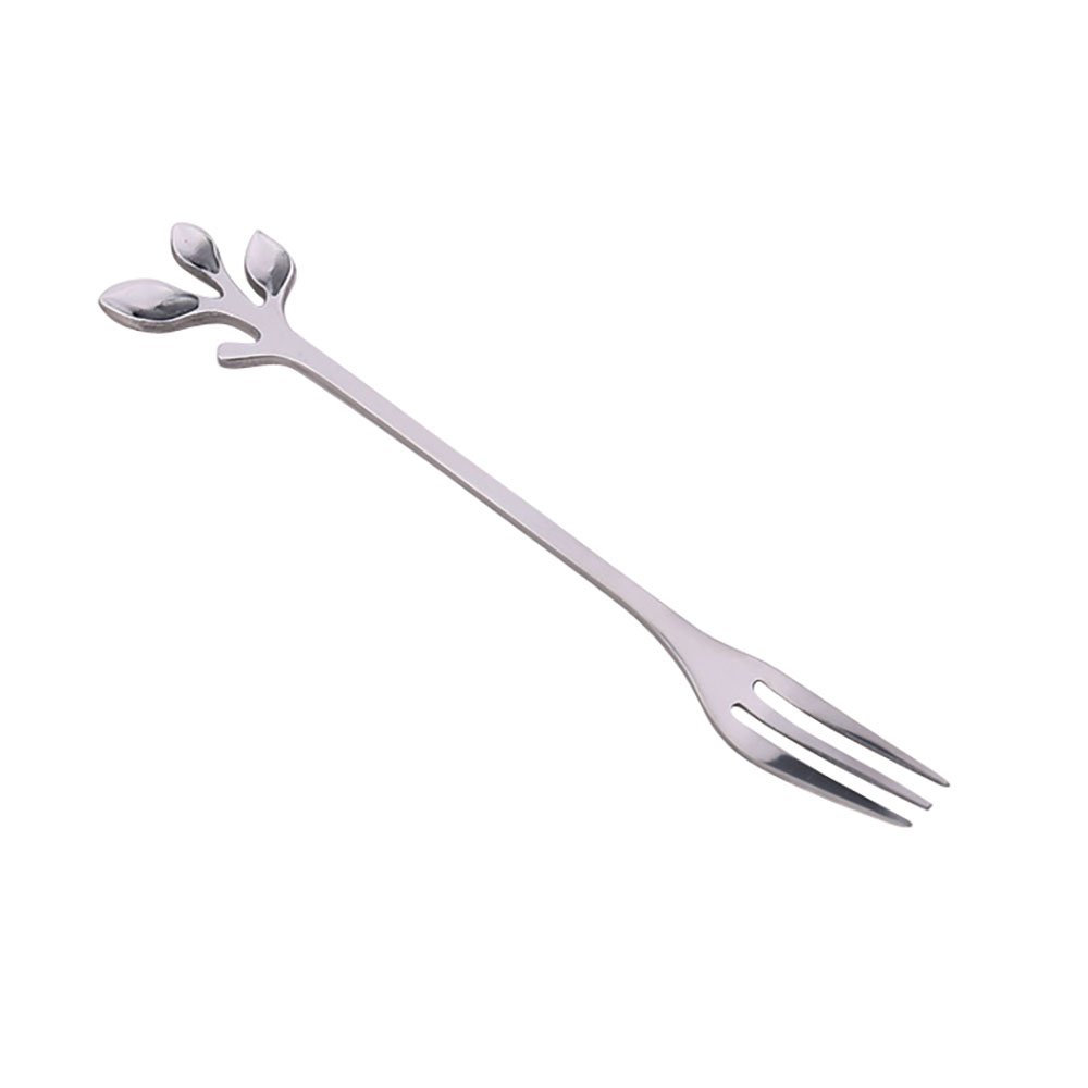 Assorterade silverdessertgafflar med blad - set om 6