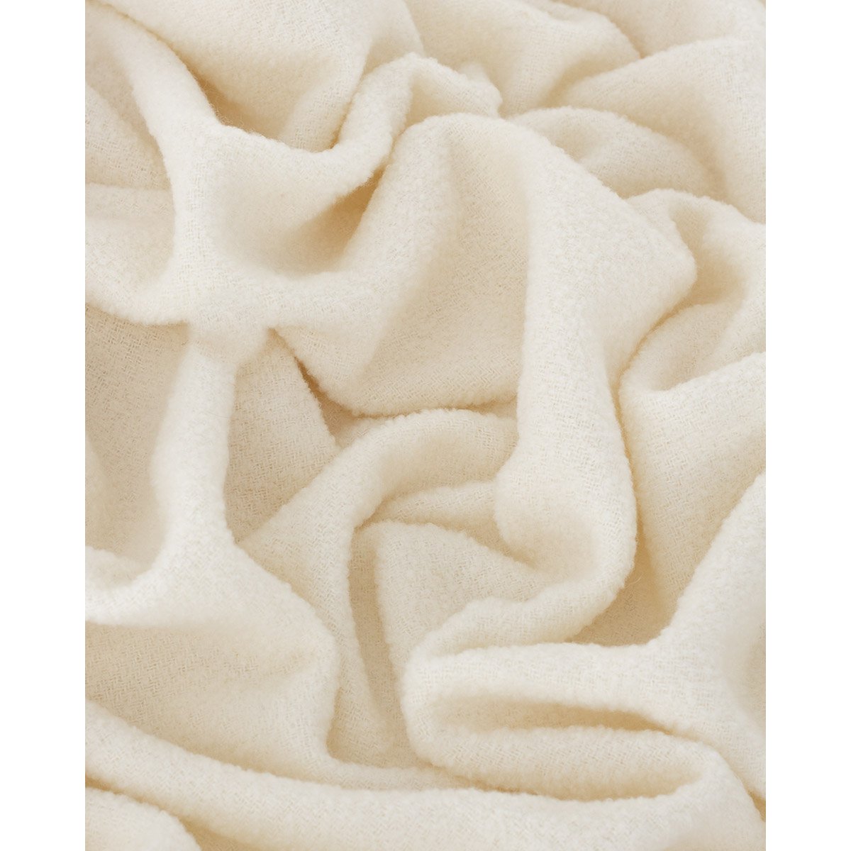 Wool bouclé throw blanket PARIS white