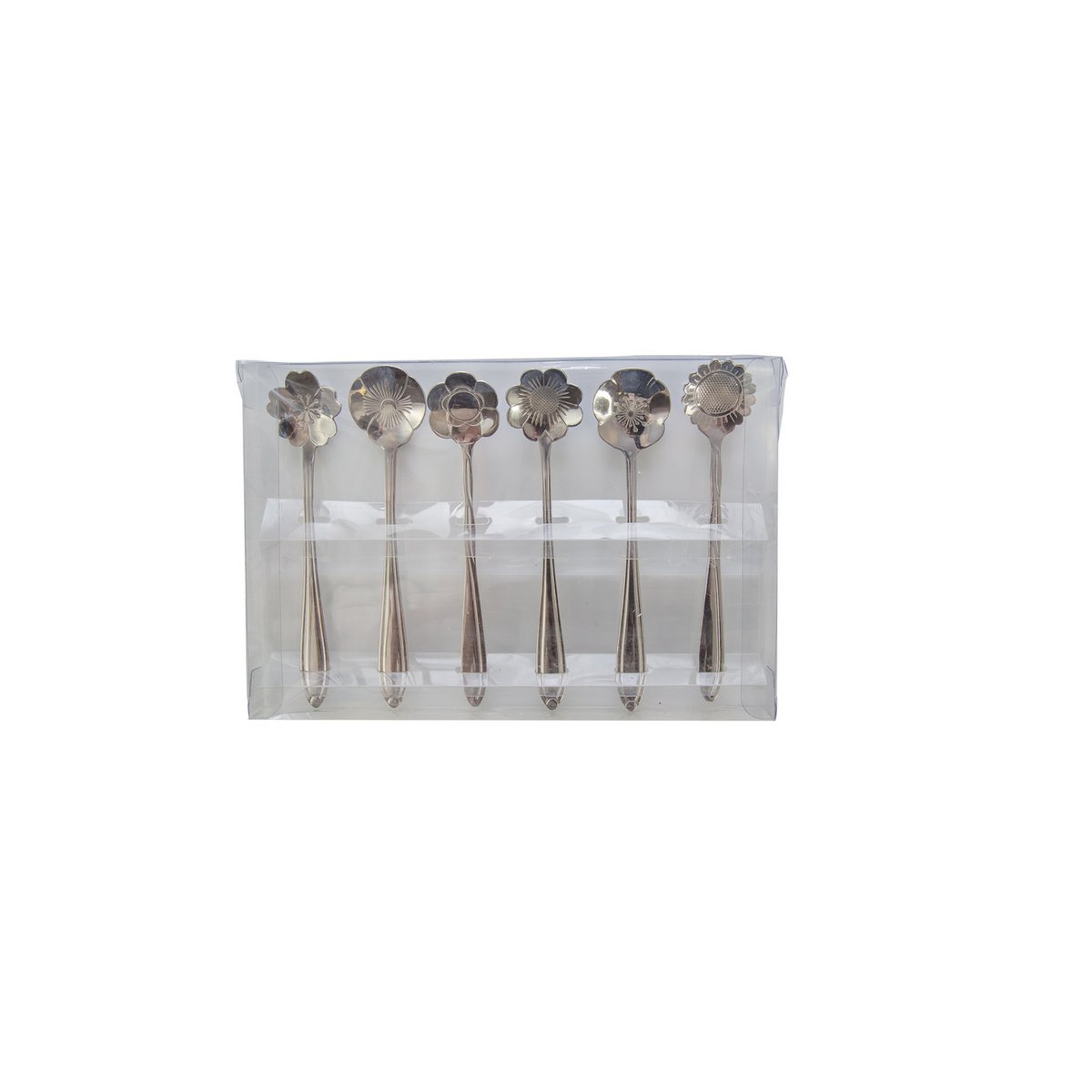 Silk -beacked flower dessert spoon - Lot of 6