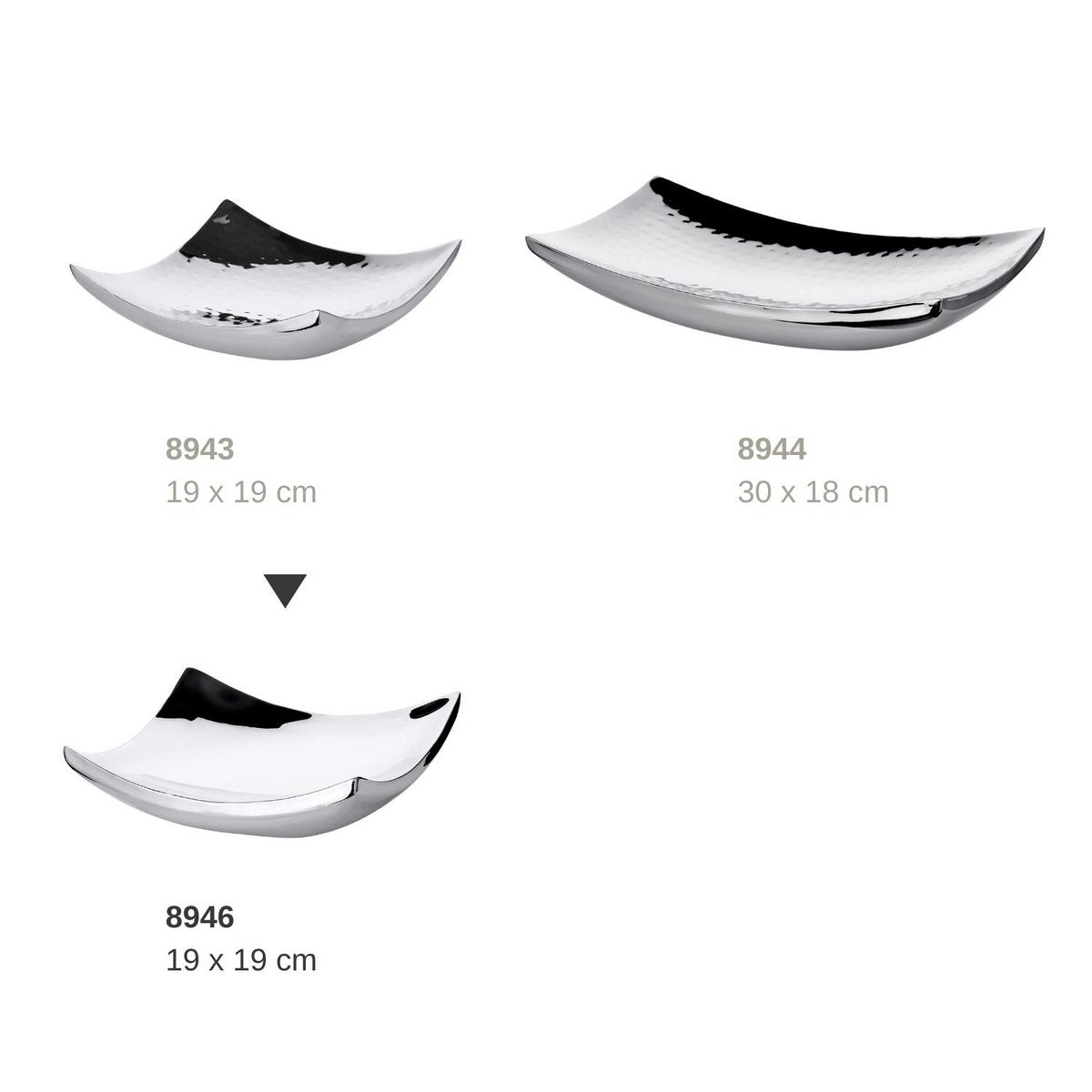 Dallas bowl (19 x 19 cm) square, highly polished stainless steel, decorative bowl, fruit bowl