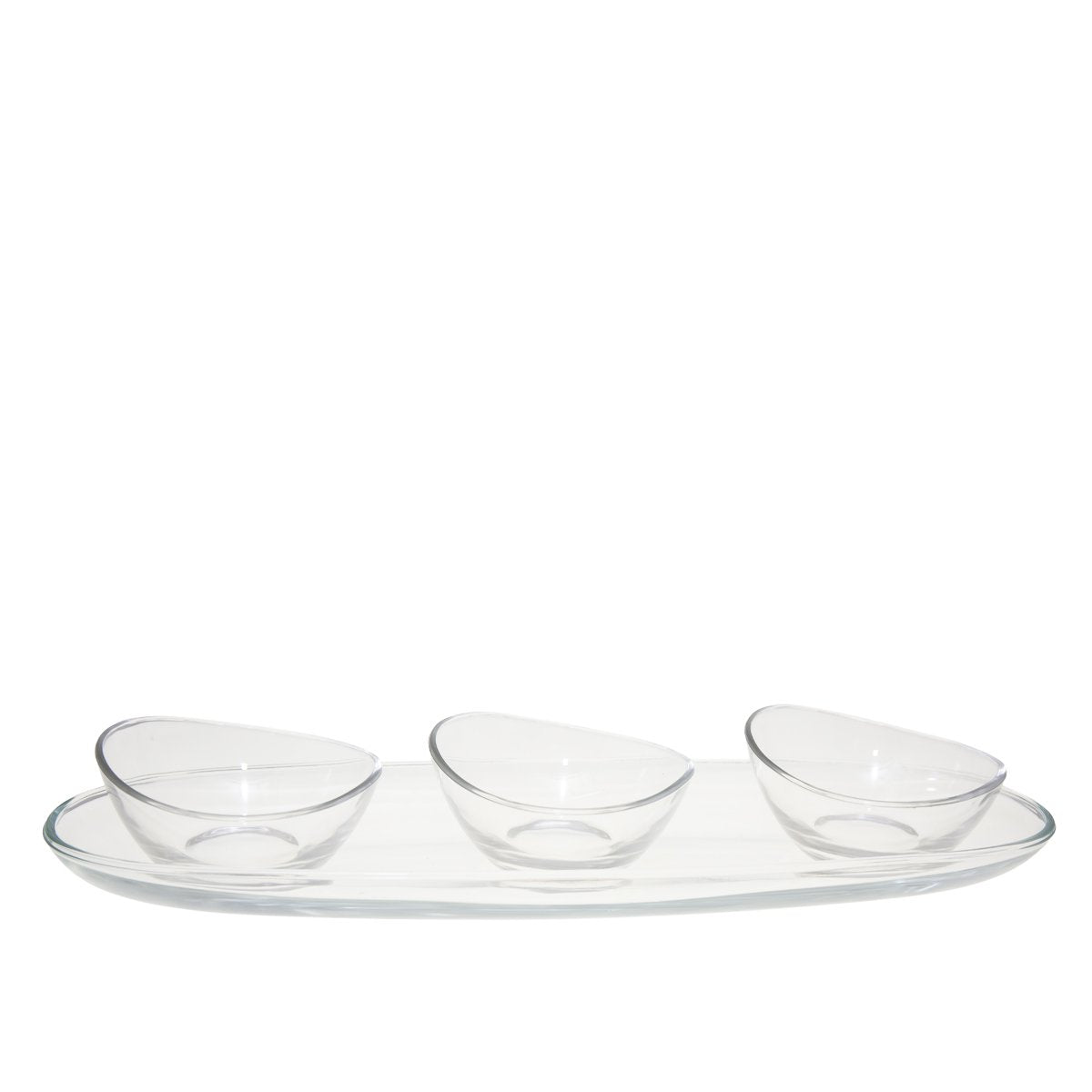 Aperitif set of 3 cups on transparent plateau 41cm