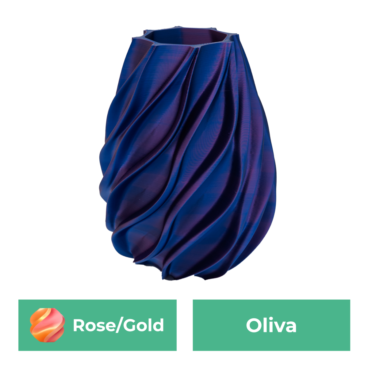 Oliva 3D-vas - 3D-printad vas - Hållbar PLA - Lämplig för konstgjorda blommor