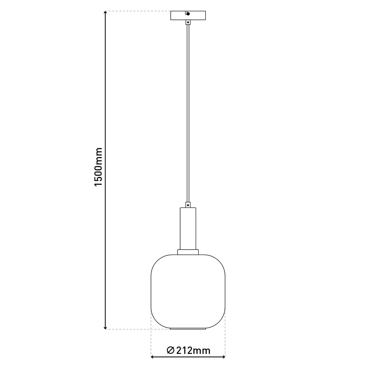 1er Pendelleuchte "FUMO", Pendellampe aus Metall und Glas in Schwarz,, mit E14-Fassung, für Esszimmer, Wohnzimmer, Diele oder Büro, Hängelampe 150 x 20 cm