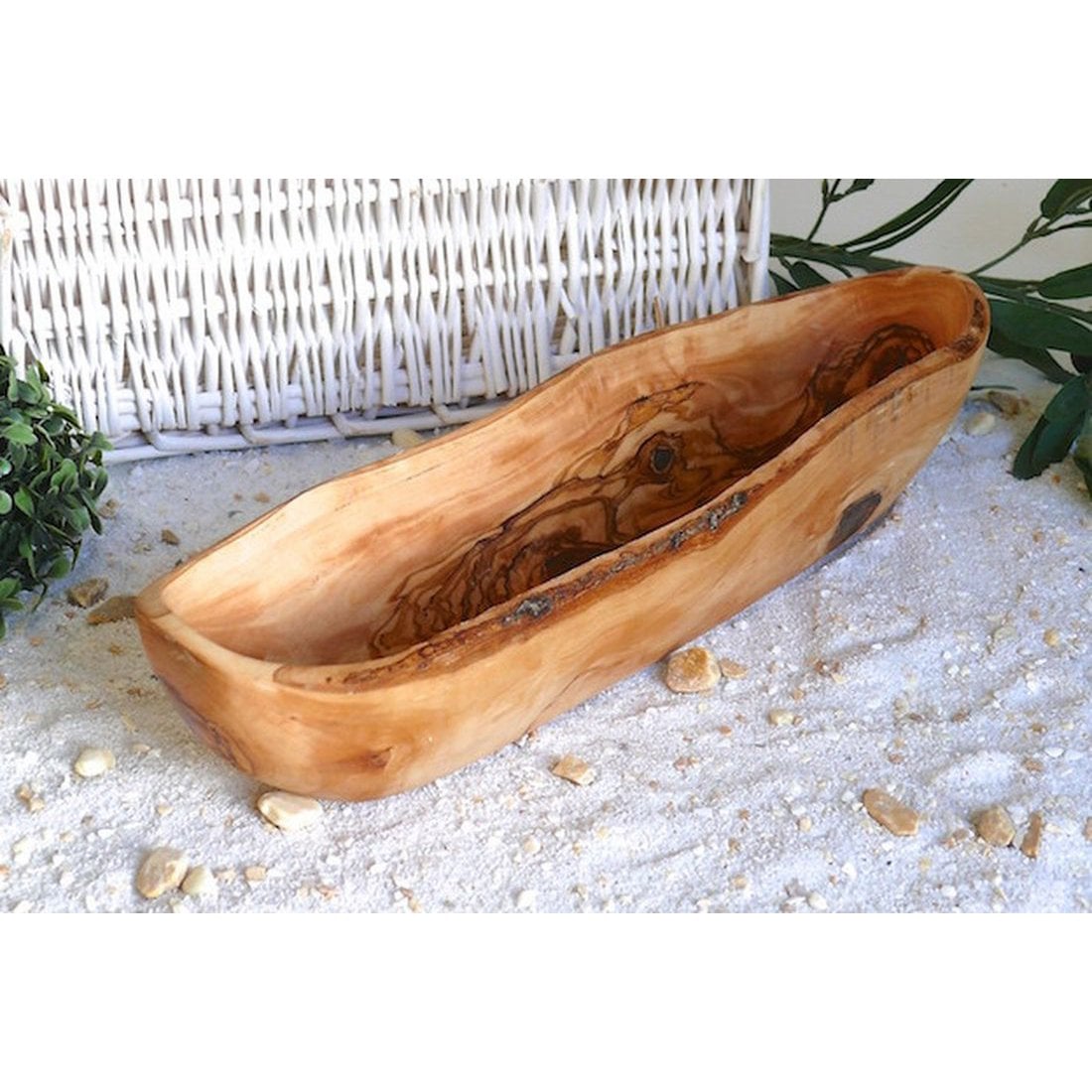 Bread bowl rustic made of olive wood approx. 25 - 34 cm
