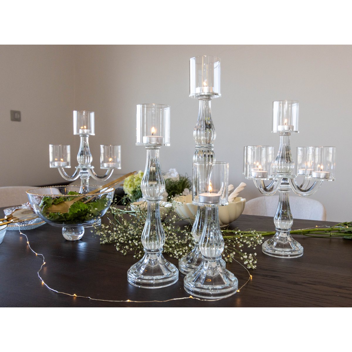Mellan transparent ljusstake modell H31cm