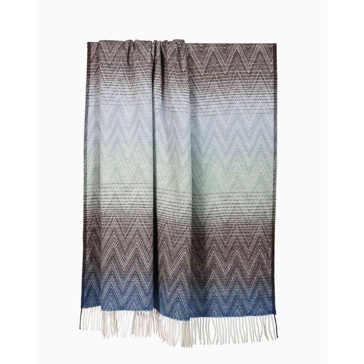 Wool Throw Blanket MANORIA Acqua - multi-colored blue