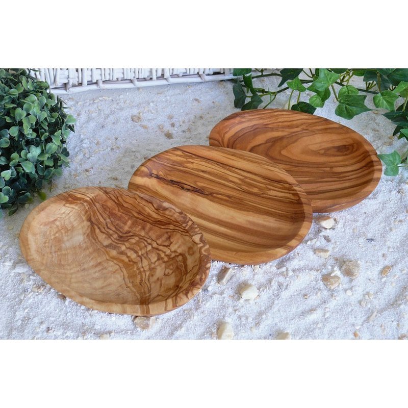 Oval bowls set of 3, each length approx. 15 - 17 cm made of olive wood
