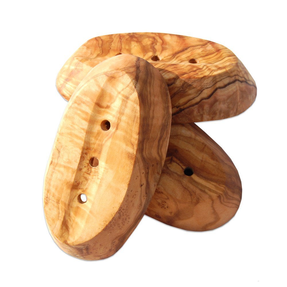 Soap dish OVAL approx. 14 - 16 cm with groove on the back, olive wood