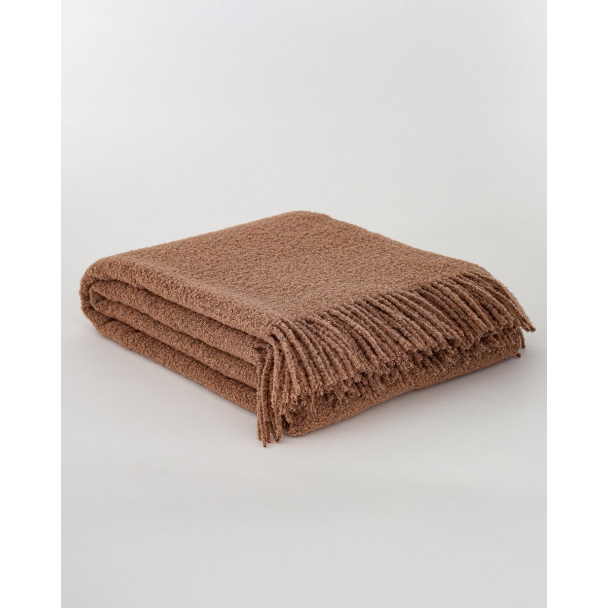 Wool bouclé throw blanket PARIS brown