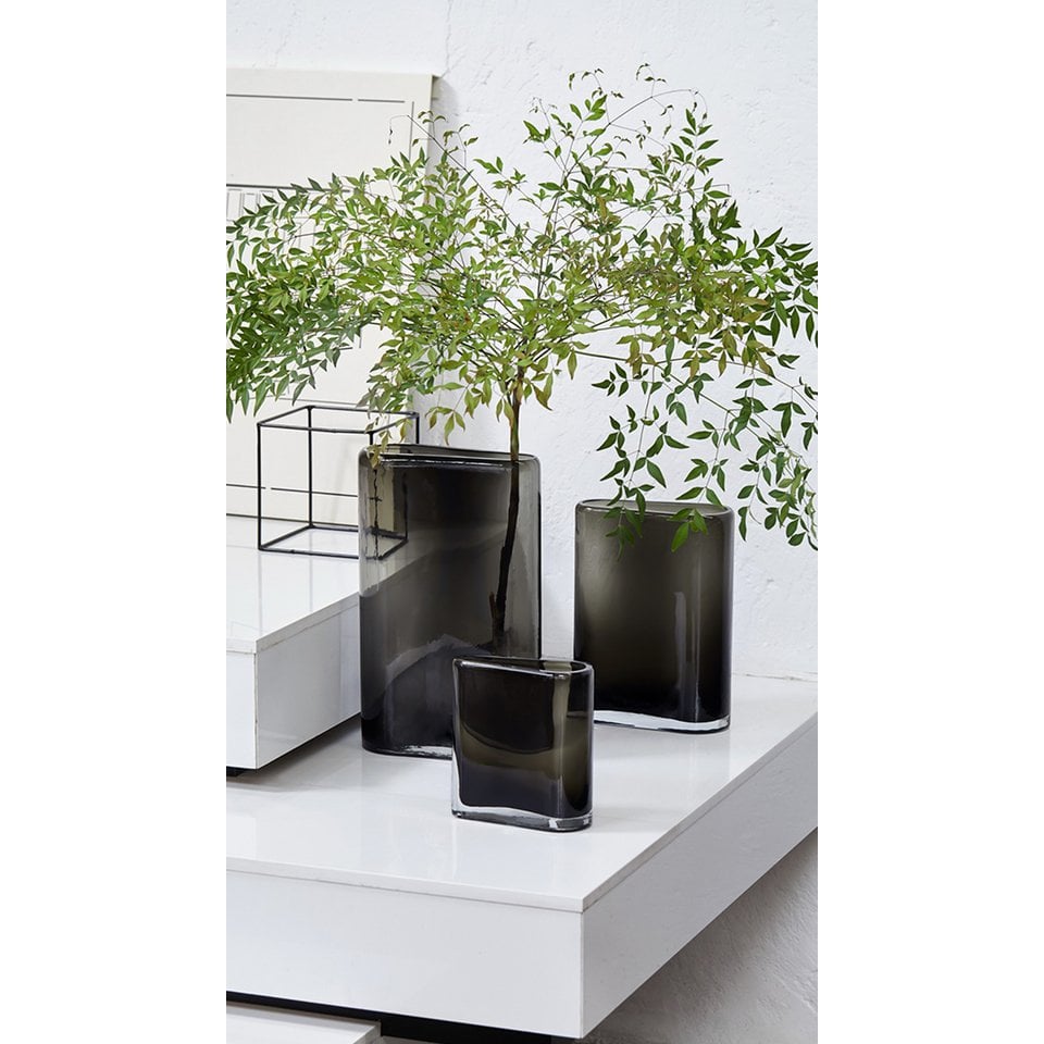 glass vase assymetric squircle shape tube,series: BADEN