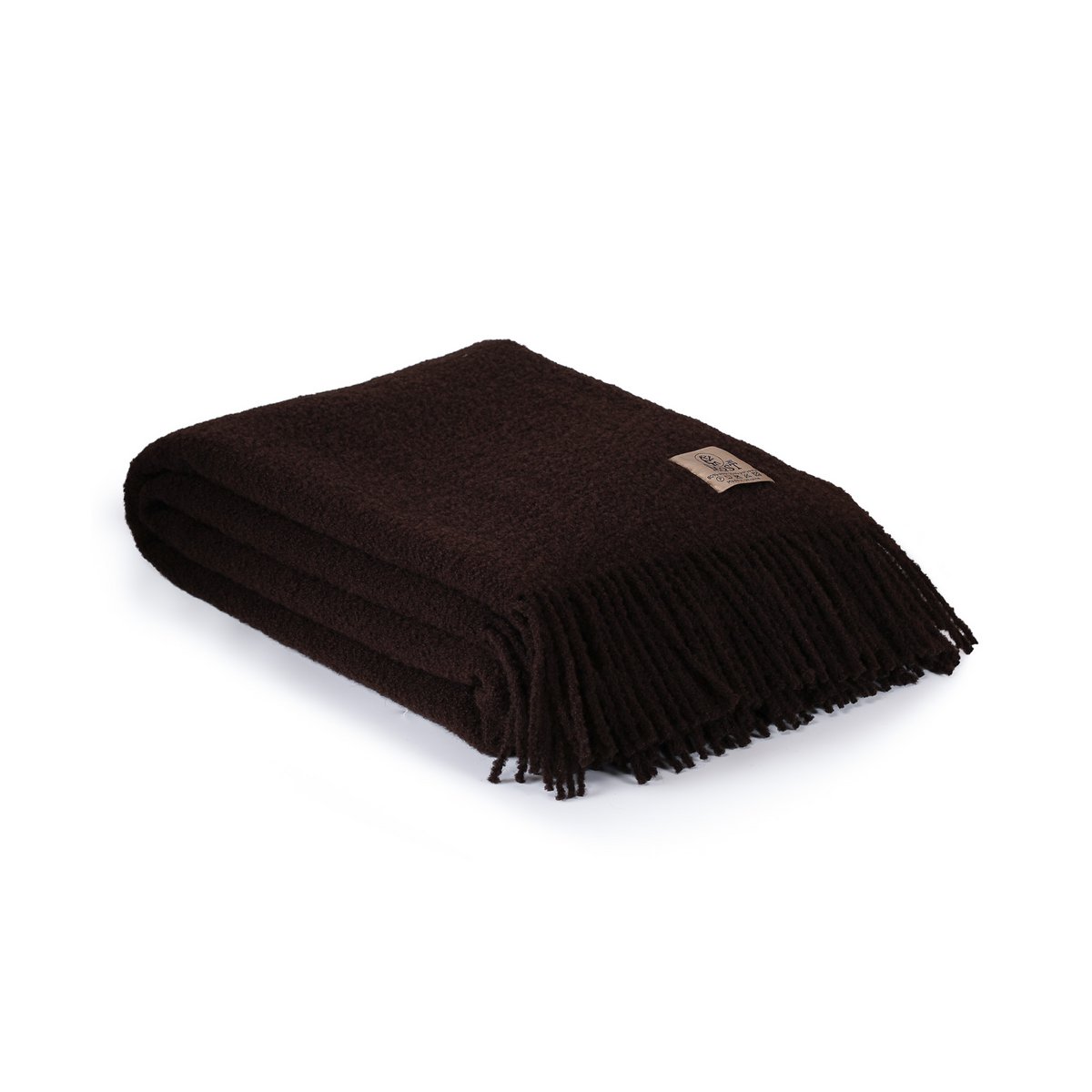 Wool bouclé throw blanket PARIS dark brown