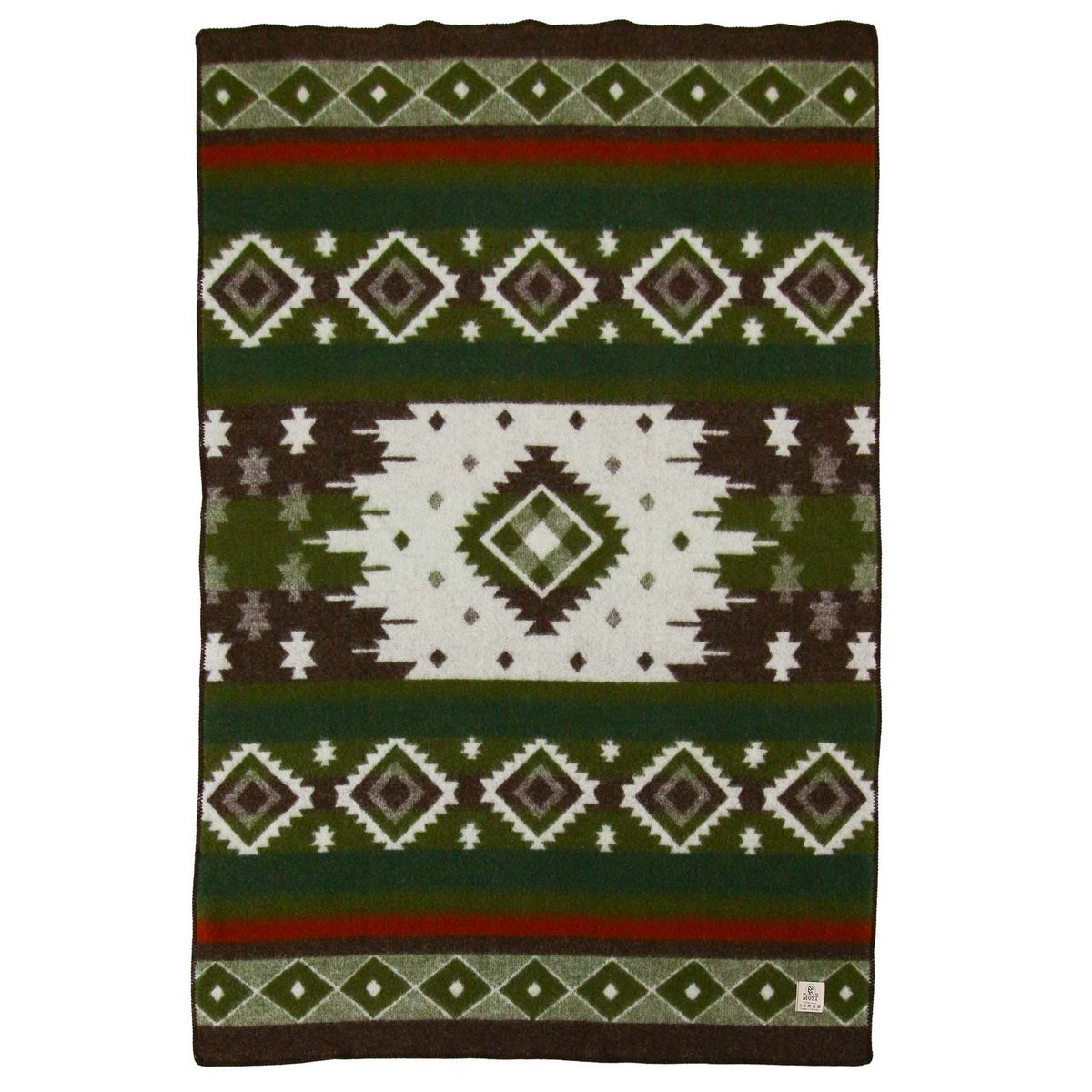 Wool bed Blanket TRIBE - single - green