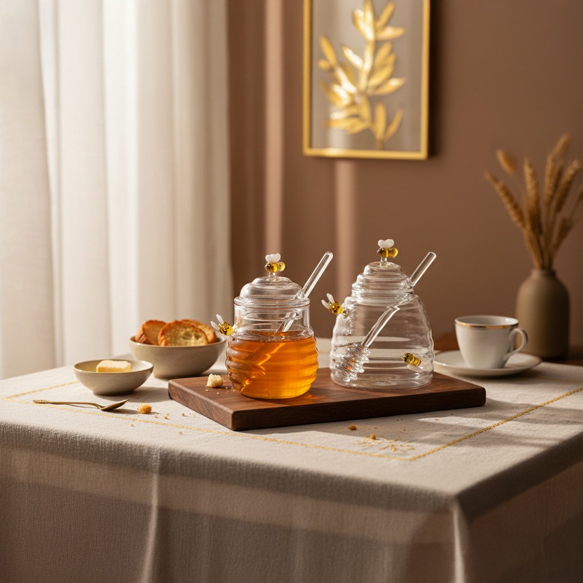Glass bee honey pot 500ml