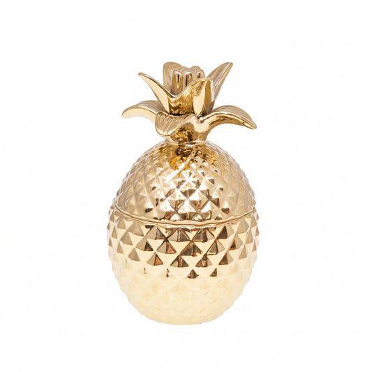 Decorative pineapple box in golden ceramic 13x13x22.5cm