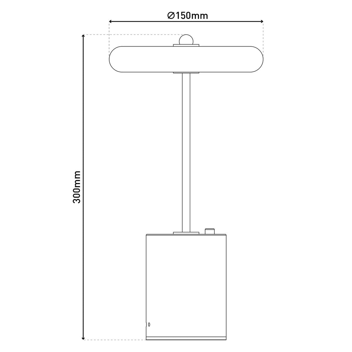 Akku Tischleuchte "SETA" grau 30 cm hoch aus Metall und Beton, mit fest verbauter LED