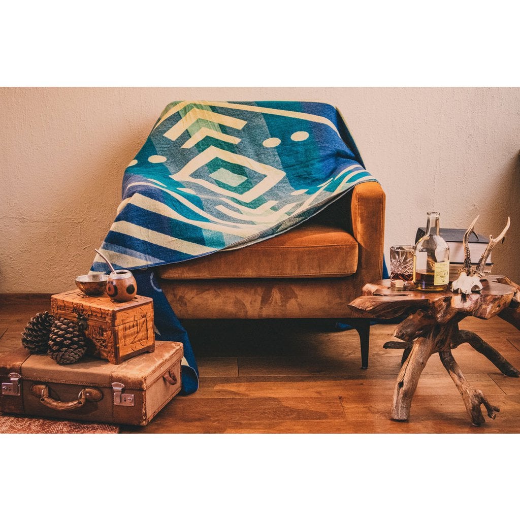 Ecuadorian alpaca mini blanket | native blanket | Mini Imbabura Blue