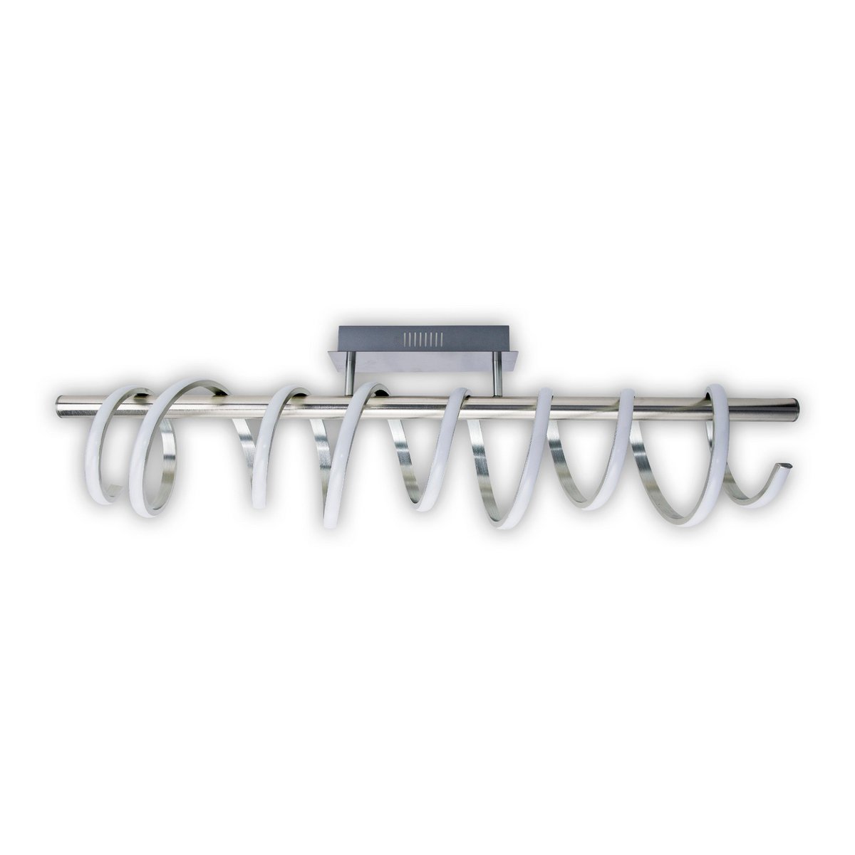 LED ceiling lamp "Belleza", modern metal ceiling lamp and plastic in nickel matt and white, with firmly built -in LEDs, 100cm long. The ideal lighting for living room, dining room or kitchen.