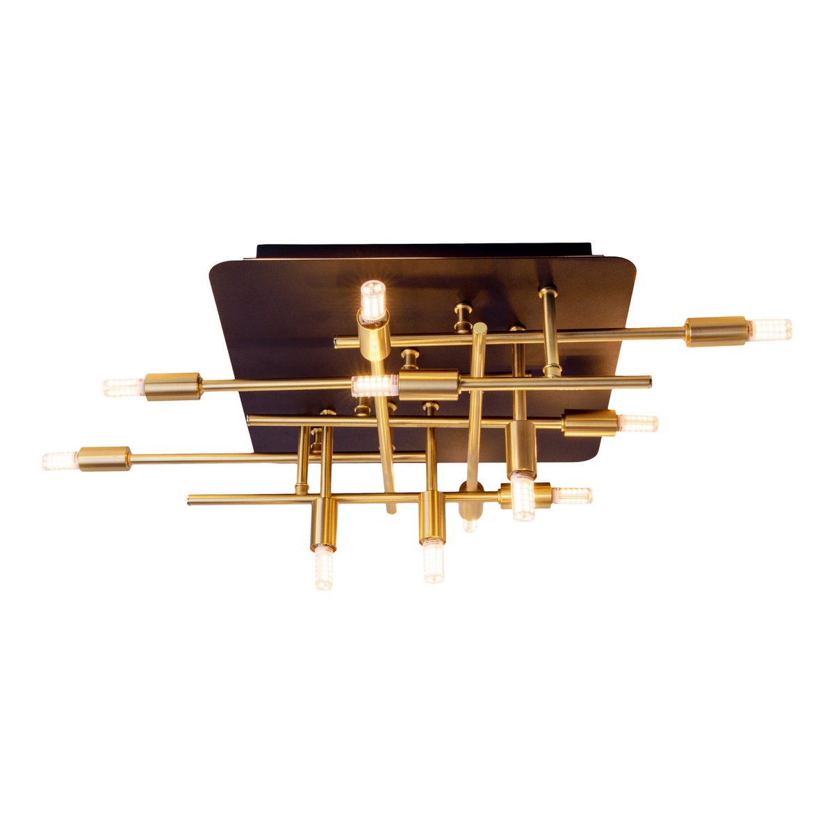 LED Deckenleuchte "ANCONA" mit Backlight aus Metall in Schwarz, und Messing, G9-Fassungen, Lampe für Wohnzimmer, Esszimmer, Flur und Büro, ca. 51 x 48 cm