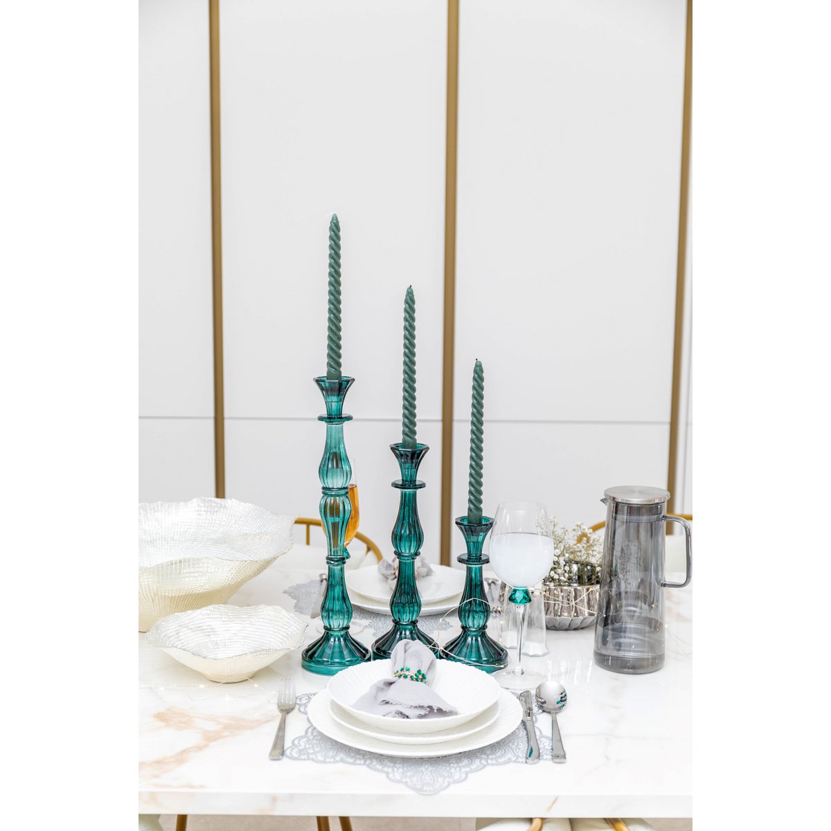 Average turquoise candlestick model H31cm
