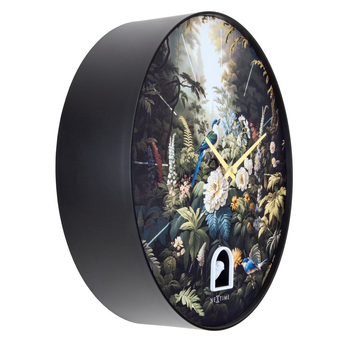 Wall clock 30cmØ - Plastic - Black - Cuckoo - NeXtime 'Vanity Cuckoo'