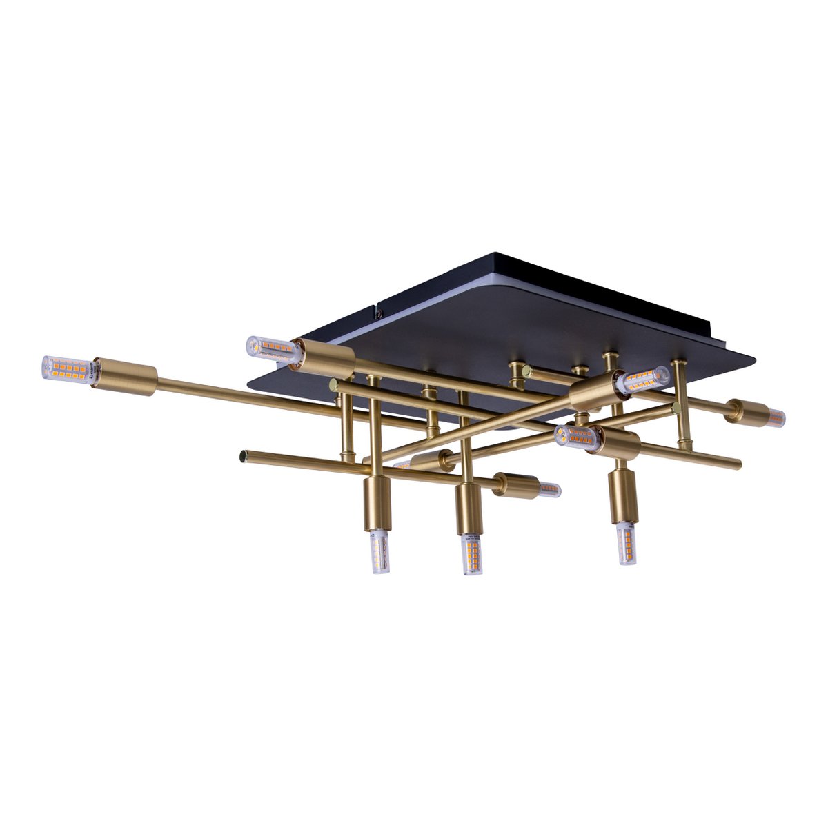 LED Deckenleuchte "ANCONA" mit Backlight aus Metall in Schwarz, und Messing, G9-Fassungen, Lampe für Wohnzimmer, Esszimmer, Flur und Büro, ca. 51 x 48 cm