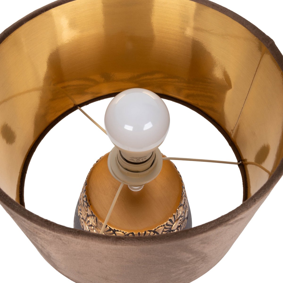 Keramikbordslampa "Bronco", bordslampa, keramik, beige/grå, med E14-sockel, för matsal, vardagsrum, hall eller kontor, 39 cm hög