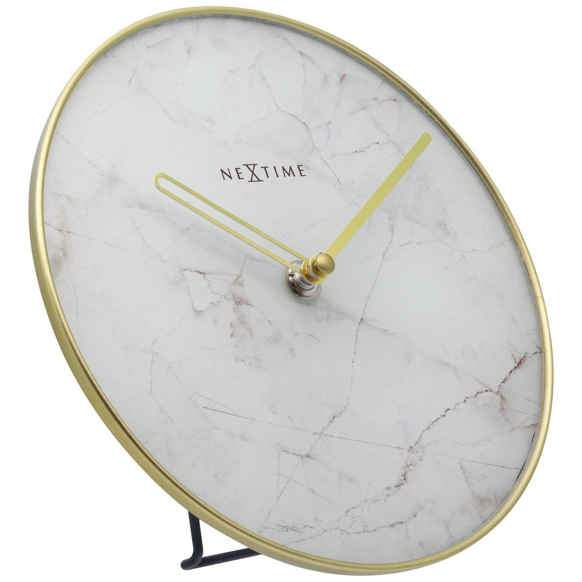 Table / Wall clock - 20 cm - Glass / Metal - 'Marble'