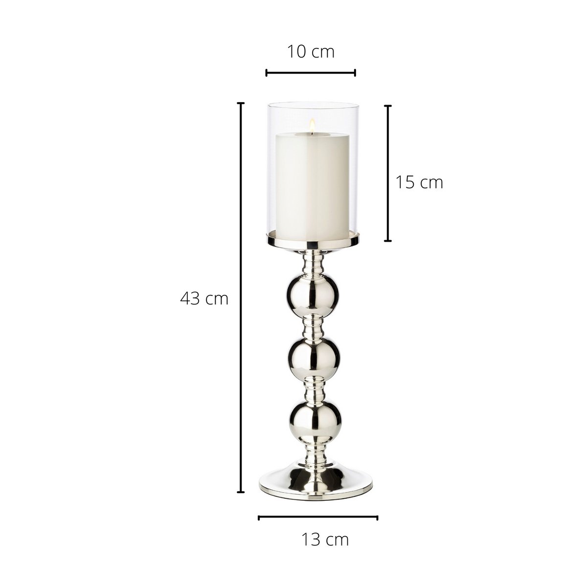 EDZARD candlestick candlestick Bamboo, elegant silver-plated, tarnish-proof, with glass, height 43 cm