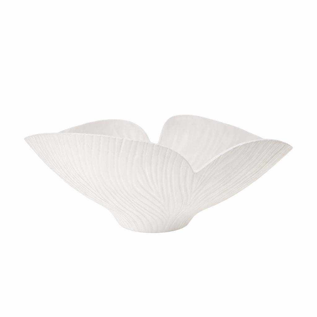 Beige blommig matt keramisk salladsskål 41x31,5x20cm
