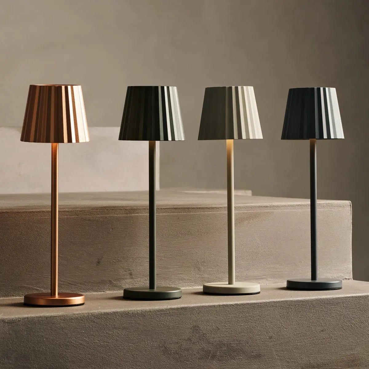 Maya Shadow Grey Ribbed Table Lamp