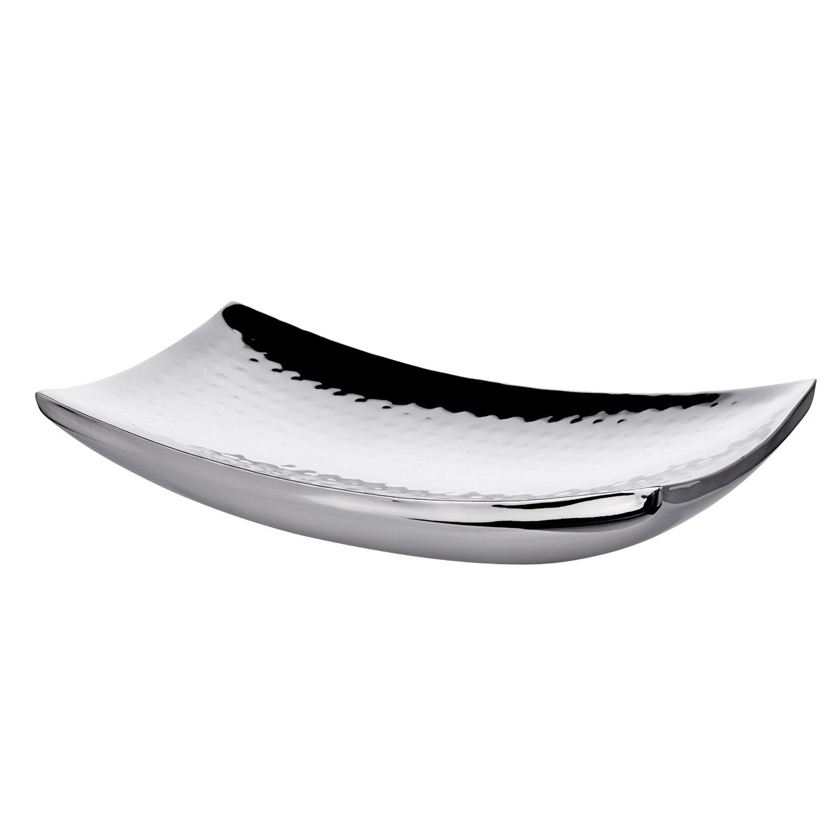 EDZARD bowl decorative bowl Dallas, stainless steel hammered high gloss polished, 30 x 18 cm