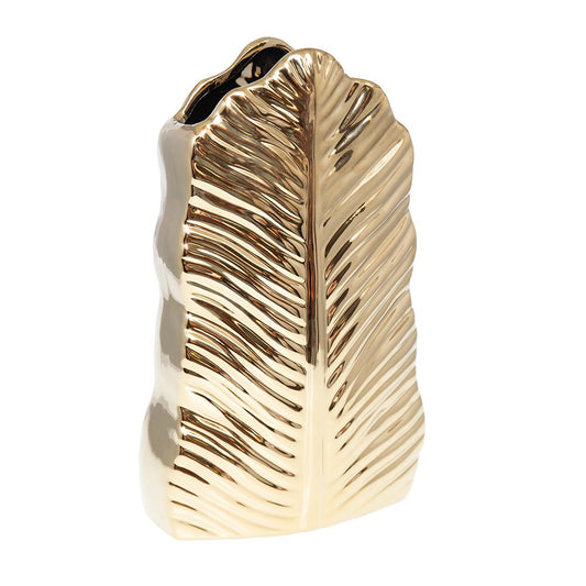 Vase gilded ceramic leaf 17.8x10x28.5cm