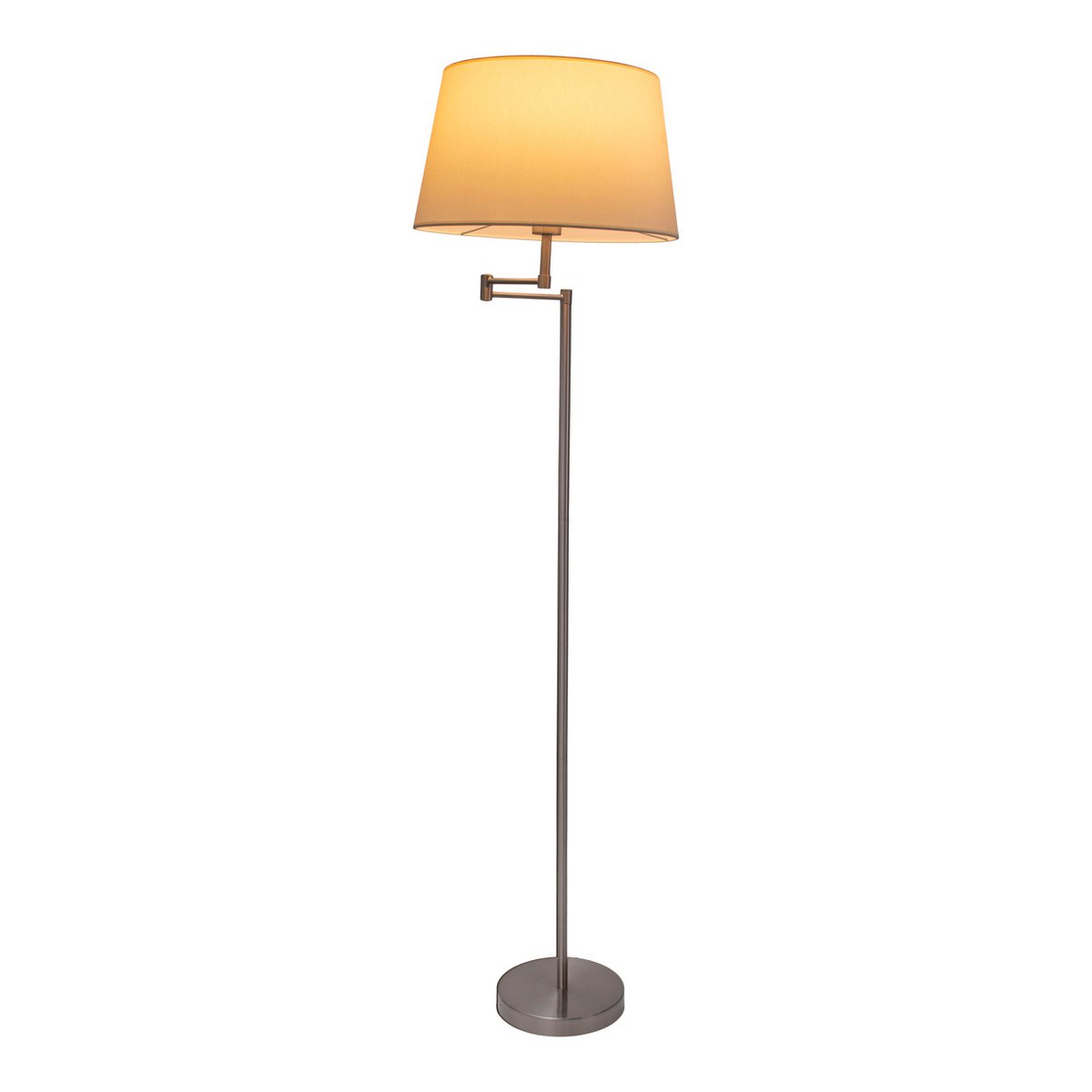 Standing lamp "Bologna" height 158 cm made of metal in a satin nickel, Beiger Textalspreis, E27