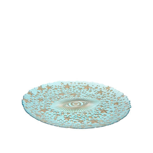 Turquoise blue eye presentation plate 32x32x2.5cm