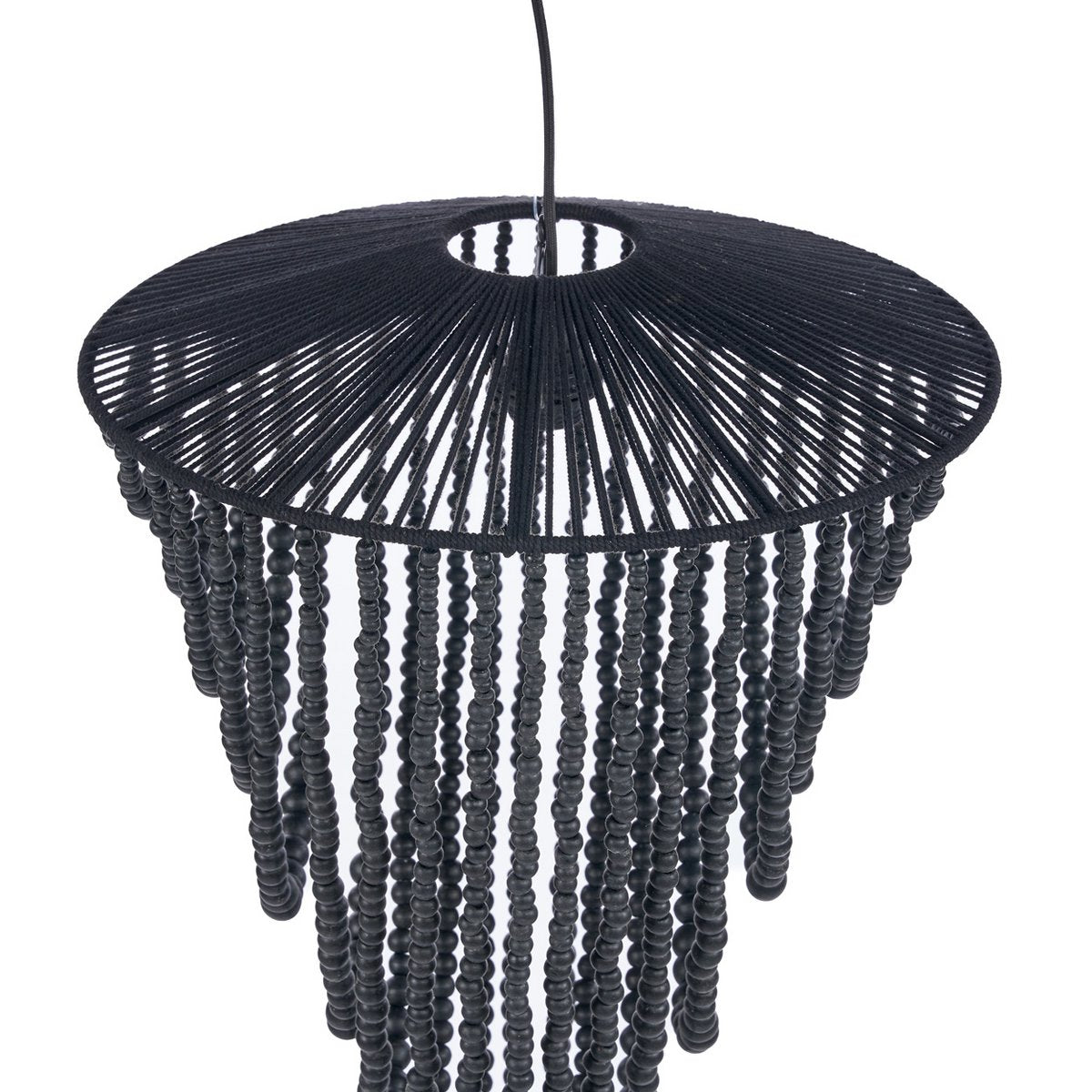 The Wooden Bead Chandelier - Black - L