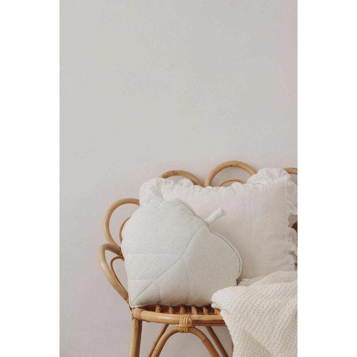“White” Linen Leaf Pillow