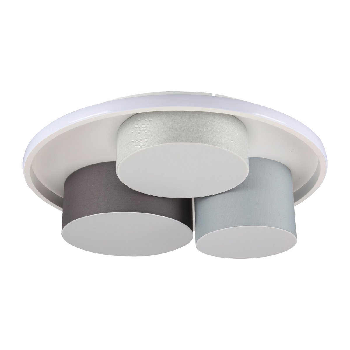 3-LED taklampa "Eppan" Ø 56cm, i metall, plast och textil i grått, integrerade LED-lampor, belysning för vardagsrum, kontor eller entré