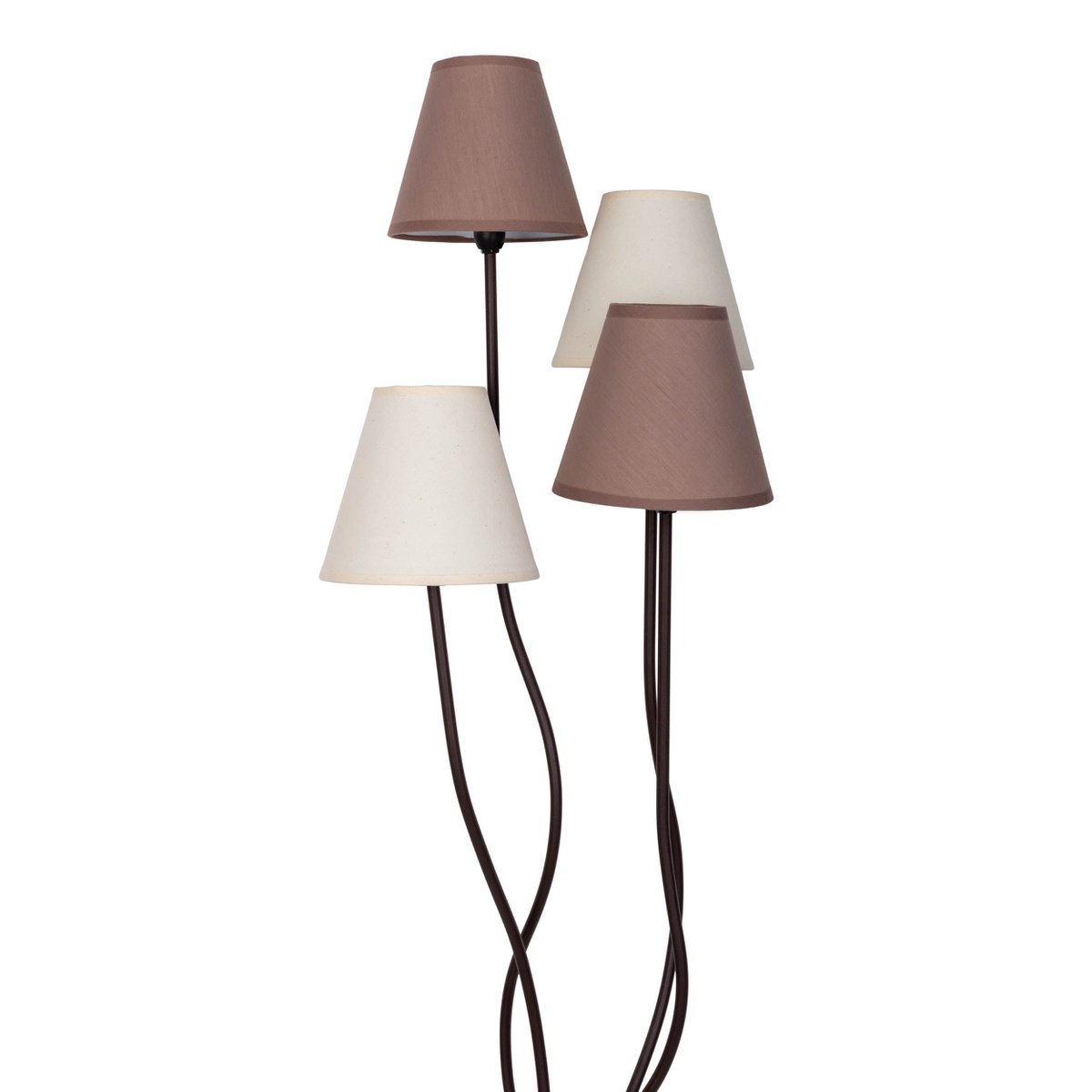 Textile standing lamp 4-flame "boho", floor lamp in beige/brown, with E14 socket, for dining room, living room, hallway or office, 138 cm high