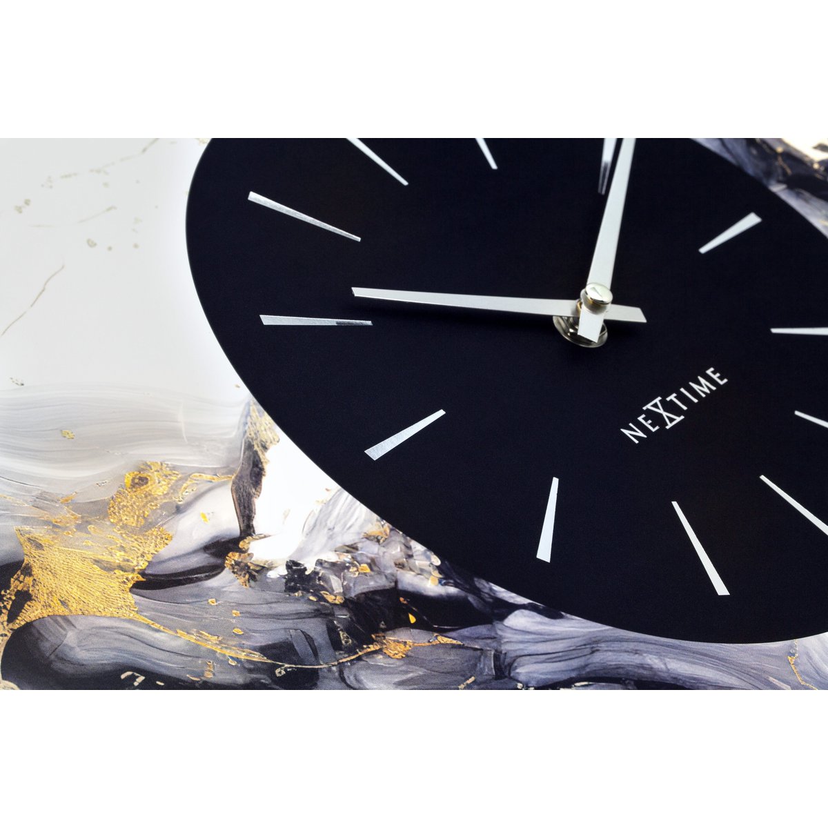 Large Wall Clock 48cm-Silent-Aluminium-NeXtime 'Marble Duo'
