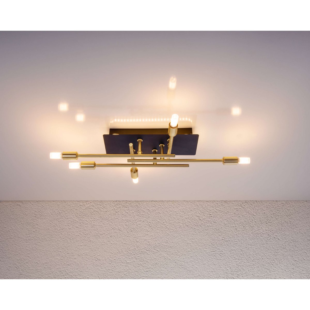 LED Deckenleuchte "ANCONA" mit Backlight aus Metall in Schwarz, und Messing, G9-Fassungen, Lampe für Wohnzimmer, Esszimmer, Flur und Büro, ca. 41 x 25 cm