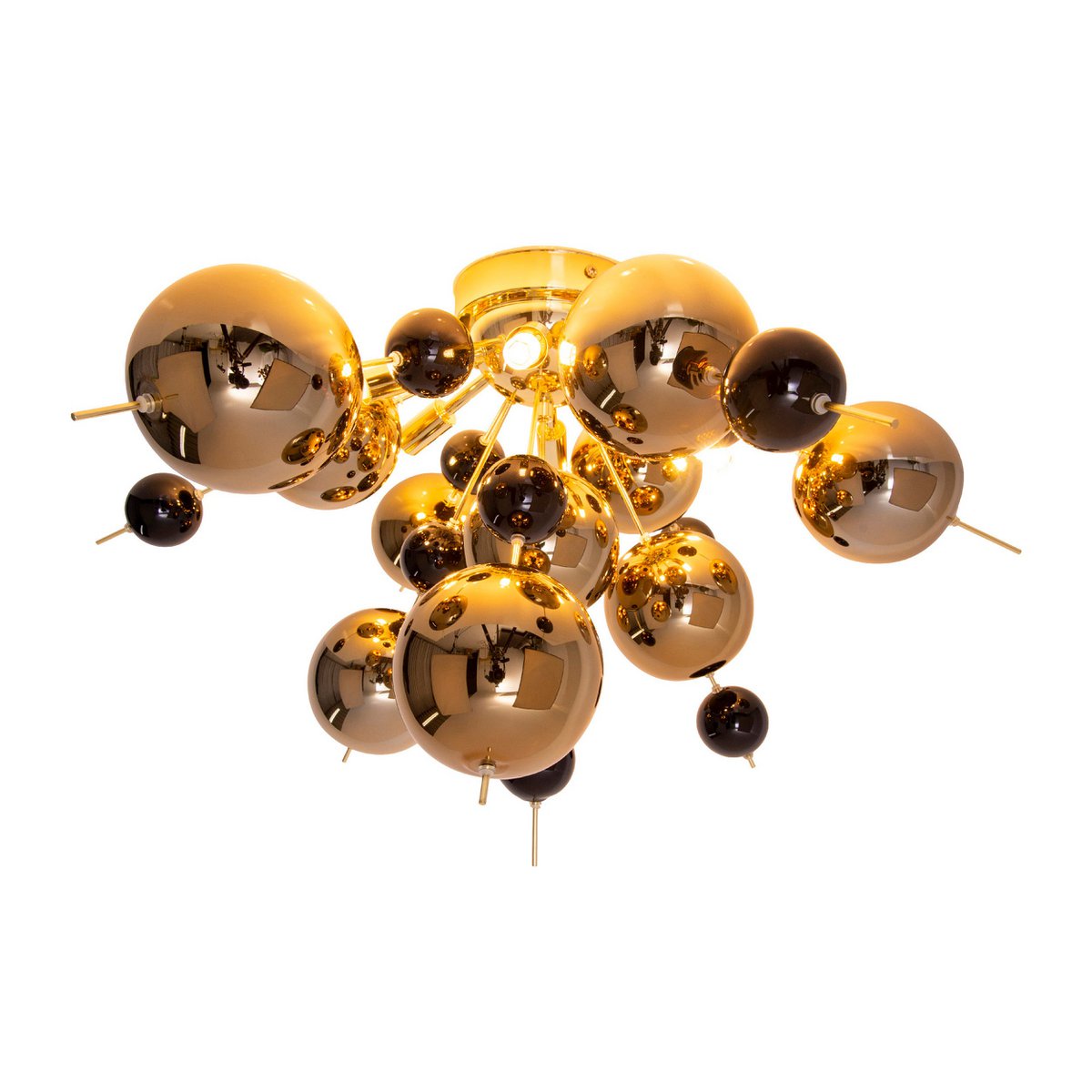 Ceiling lamp "explosion" gold made of metal and glass, G9 versions, ceiling lamp for dining room, living room, hallway or office, Ø57 cm