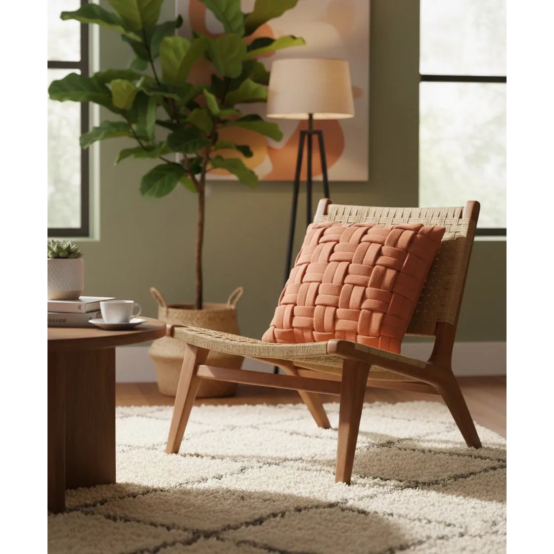 Orange – Cushion Cover / Kussenhoes – Braided Fabric – 45×45 cm – Urbane Hide