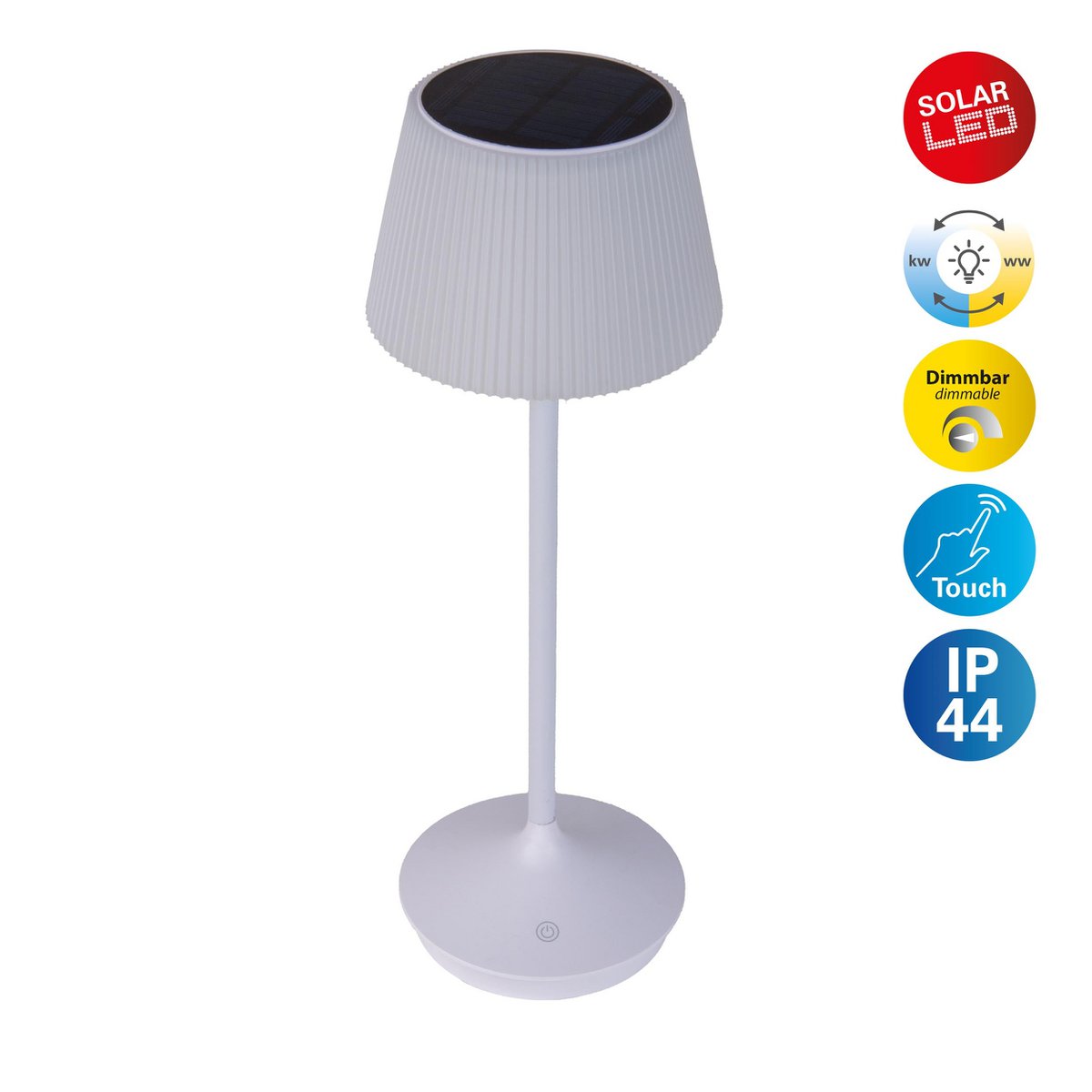 LED Leuchte "EMMI" für Außen und Innen, Tischlampe aus Metall und Kunststoff, mit fest verbauten LEDs, LED Tischlampe für Balkon, Terrasse, Garten, Wohnzimmer, Wintergarten, ca. 38 cm hoch