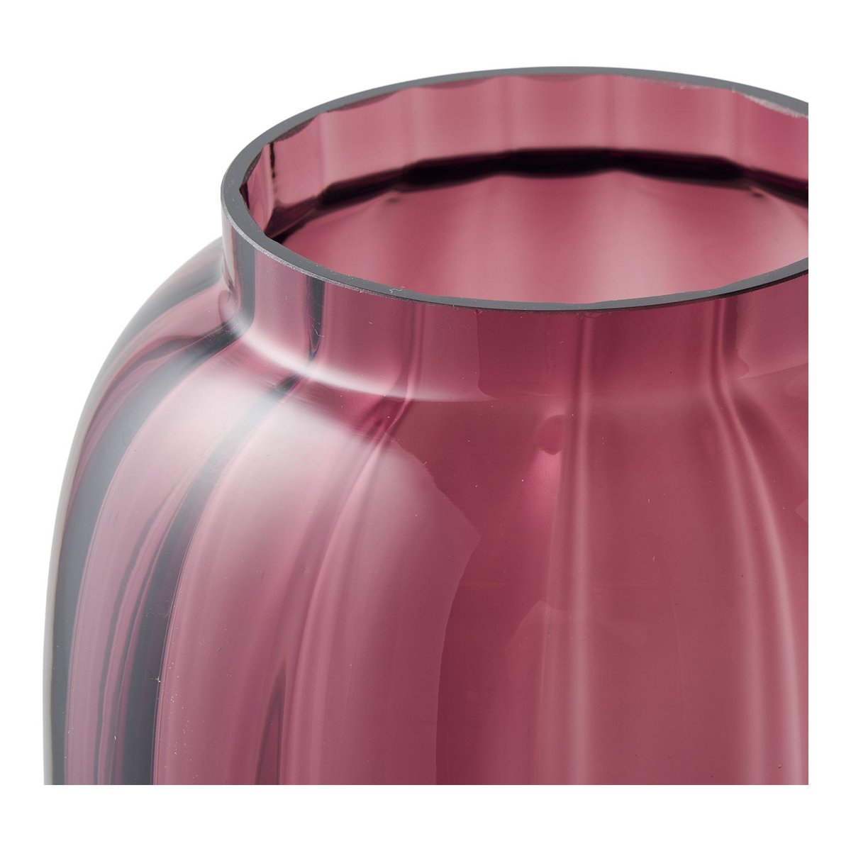 Vase, mouth blown glass, smoked red, ø17x21 cm