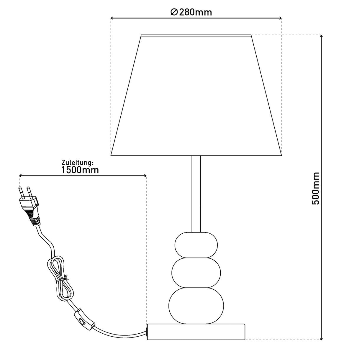 Table lamp "Elina", approx. 50 cm high, made of metal in black/brown, text blades in white, E27