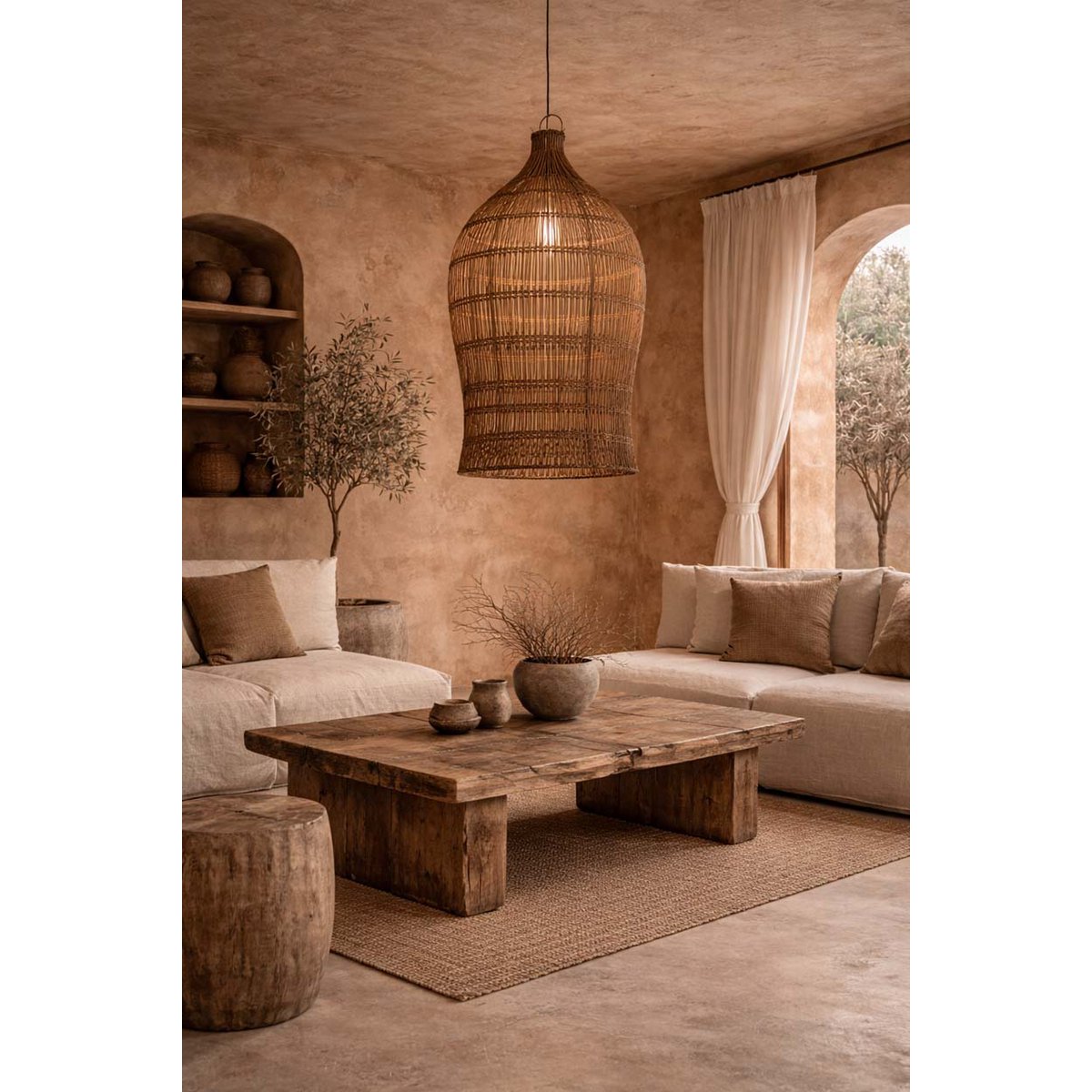 The Woven Bell Pendant - Dark Walnut - XL
